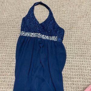 blue halter dress